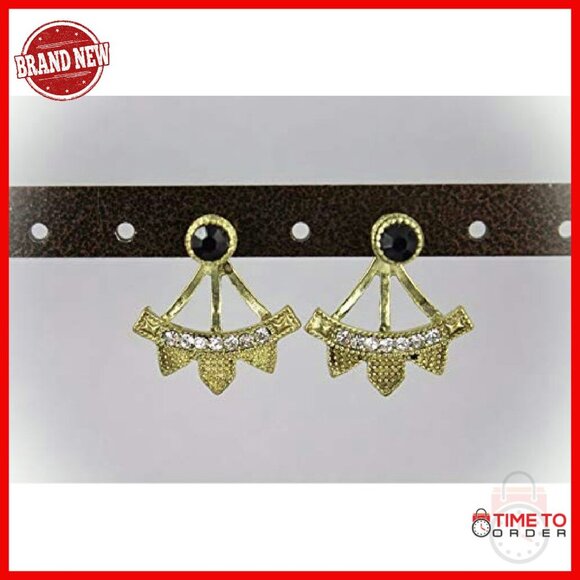 Punk Spike Ear Jacket Earrings - Gold Pearl Studs | Modern  Gold Spike Ear Jacket Stud Earrings Double Look Front Back Set